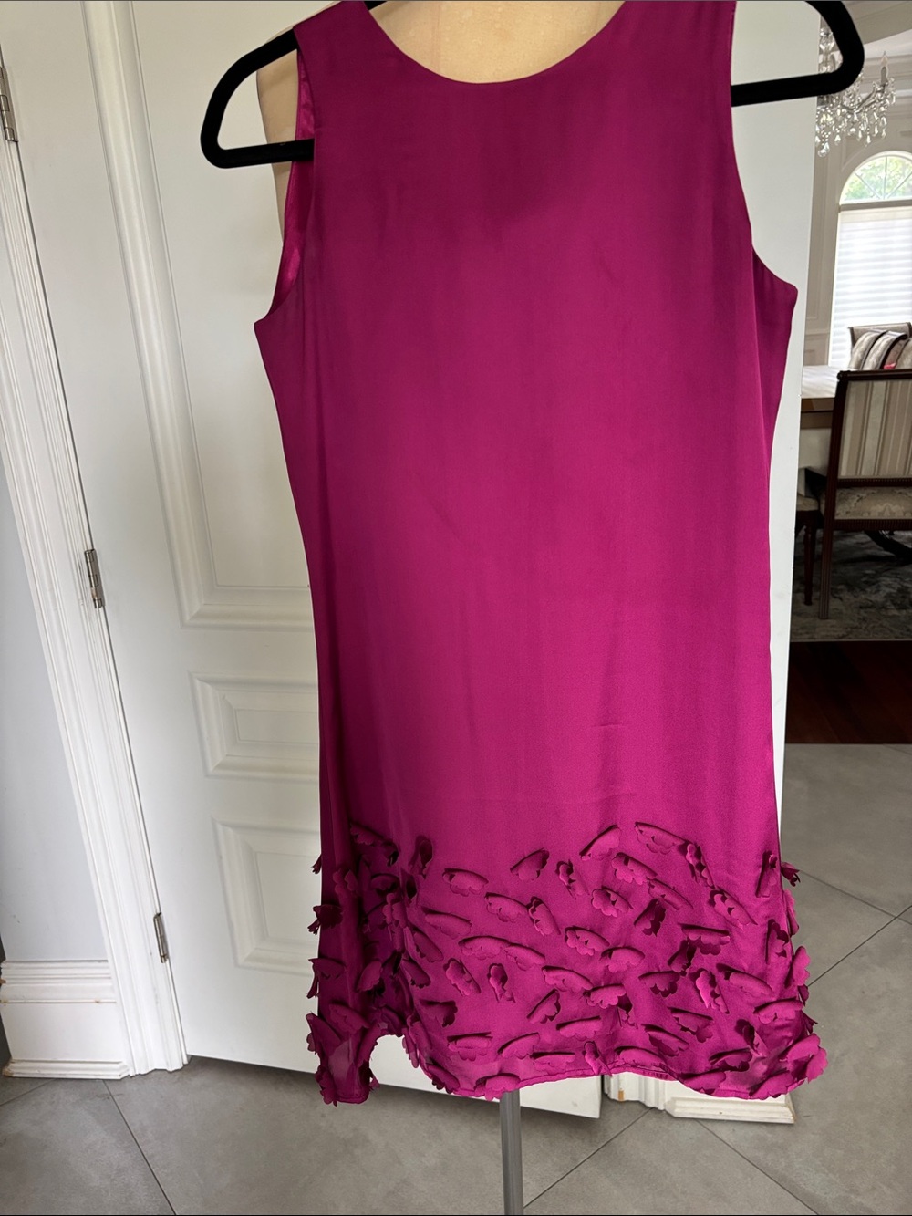 Laundry By Shelli Segal Sleeveless Fuchsia/Pink Mini Dress with Textured Hem